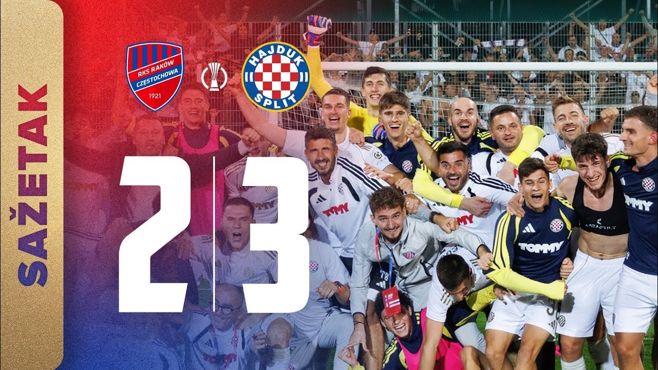 Hajduk Split edges past Raków in Conference League thriller