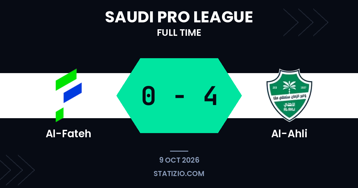 Al-Ahli vitória por 0-4 fora de casa contra Al-Fateh