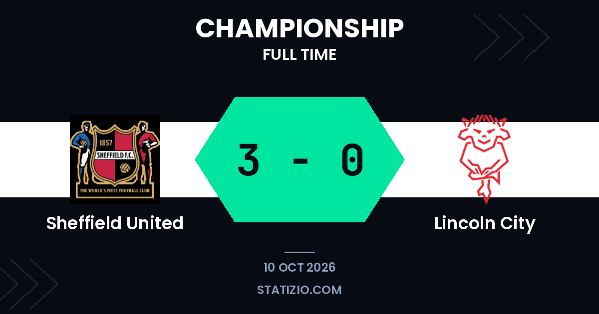 Sheffield United vitória por 3 a 0 sobre Lincoln City na Championship