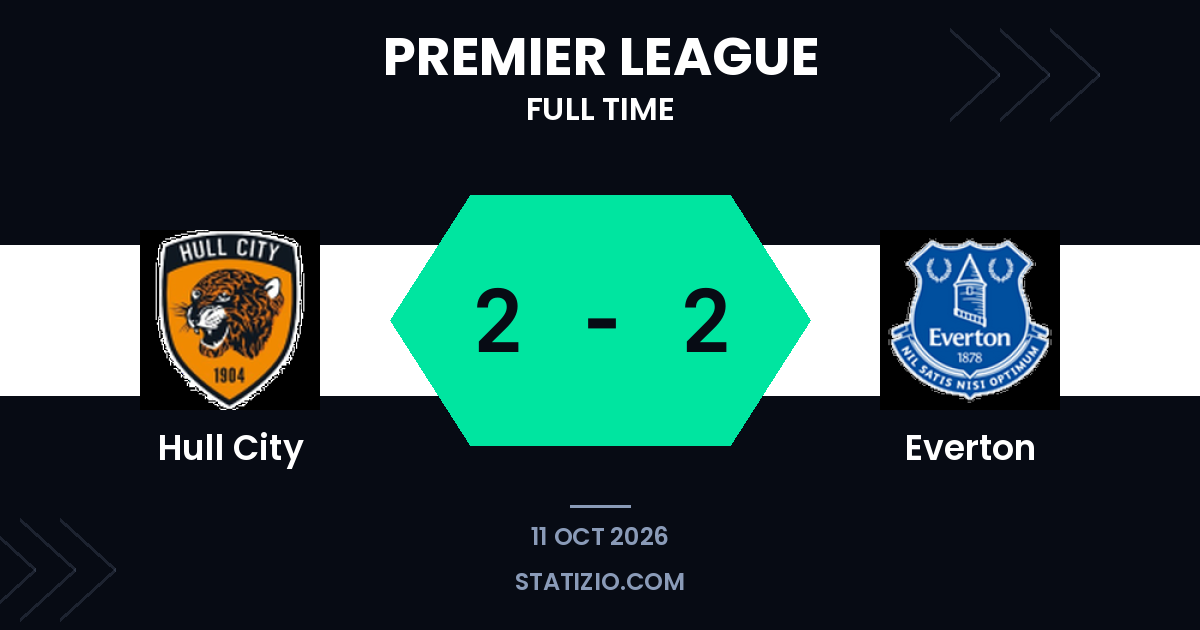 Hull City e Everton dividem quatro gols no segundo tempo em empate por 2 a 2