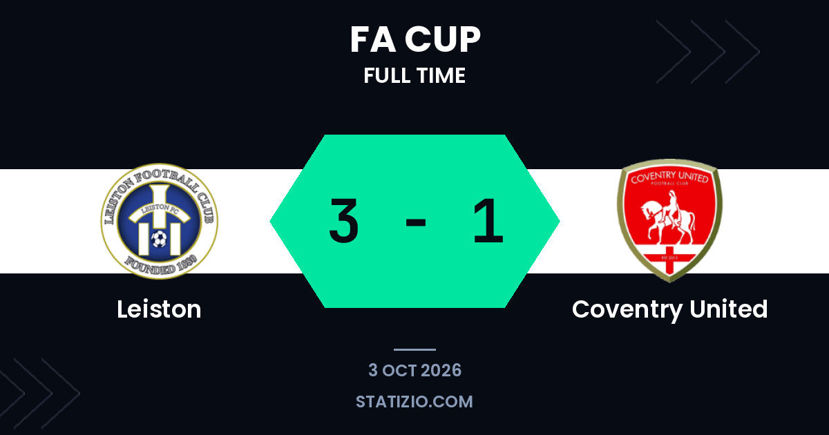 Leiston thrashes Coventry United in FA Cup qualifier