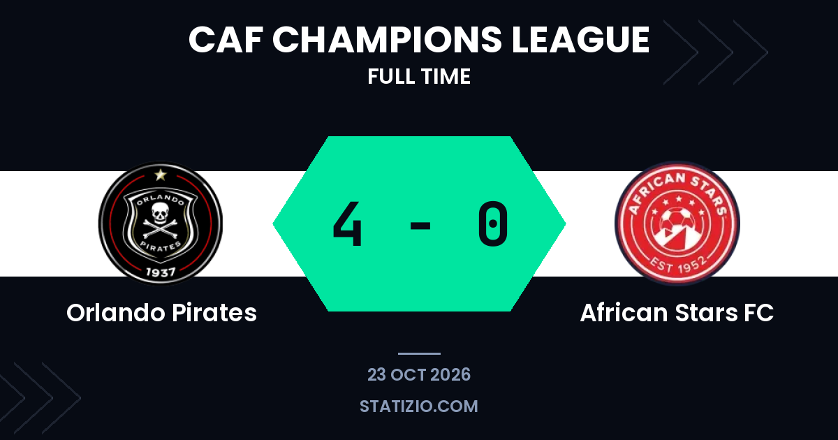 Victoire 4-0 des Orlando Pirates contre African Stars FC