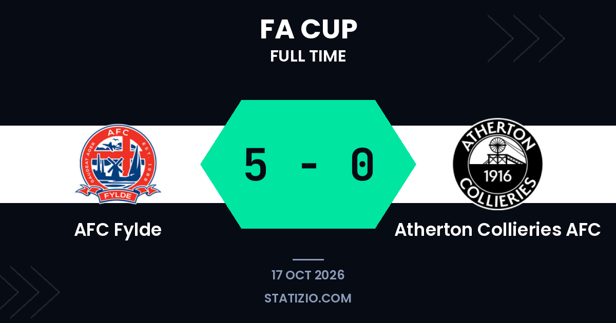 فوز AFC Fylde 5-0 على نادي Atherton Collieries AFC في التصفيات