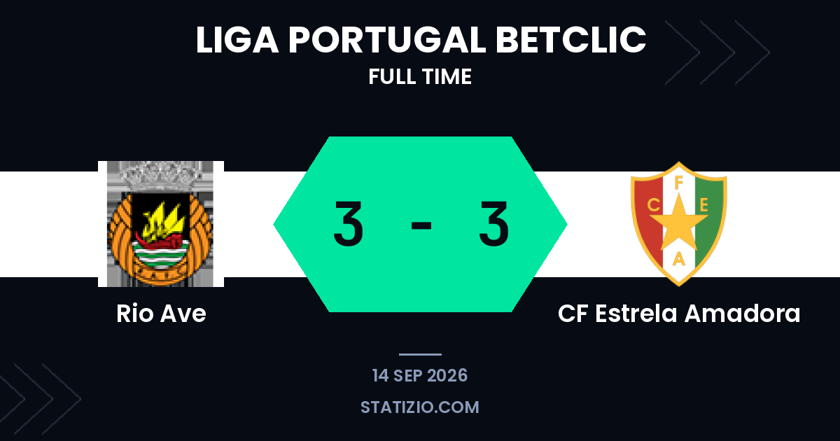 Rio Ave y Estrela Amadora comparten un emocionante partido con seis goles