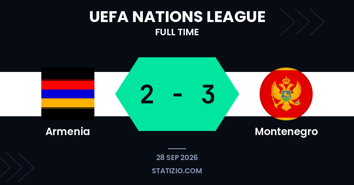 Montenegro supera a Armenia en un thriller de la Liga de Naciones